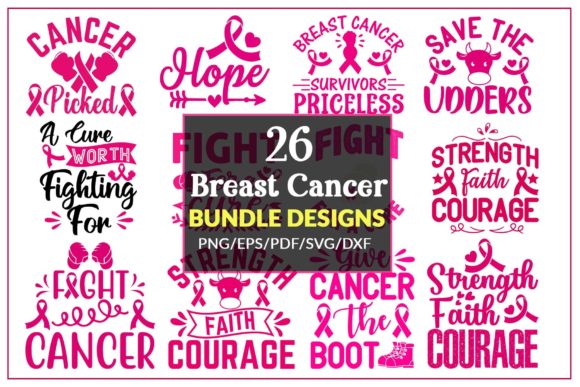 Breast Cancer SVG T Shirt Design Bundle: Graphics for Crafts & Cause