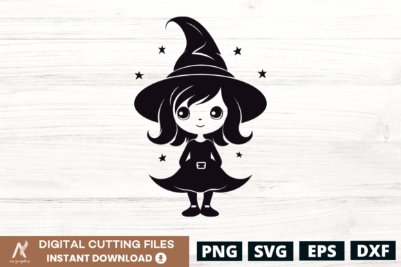 Cute Halloween Witch SVG – Graphics & T-Shirt Designs