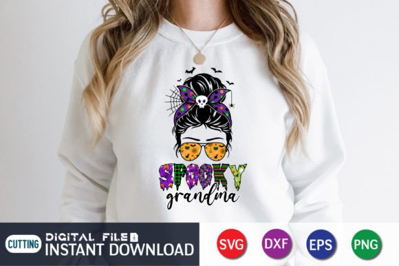Spooky Grandma Messy Bun Graphics for T-Shirt Designs